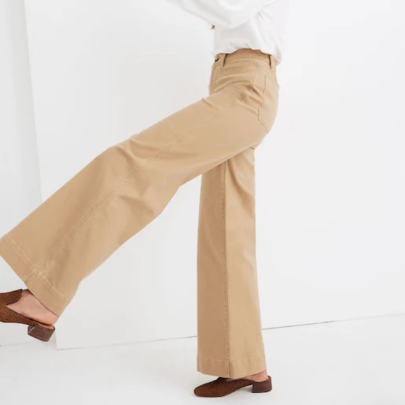 Madewell Pants - Madewell Sailor Emmett Wide Leg Jeans Khaki Pants